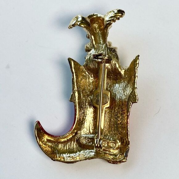 Gerry’s Christmas Puppy in Stocking Vintage Pin Poodle in Red Boot Book Piece - Picture 2 of 4